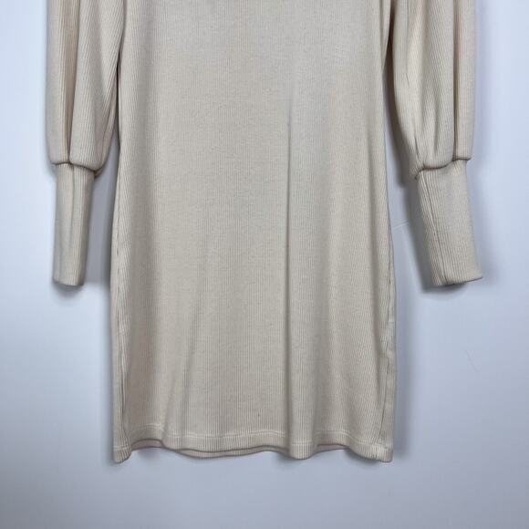 Boyish Off White Lauper Ribbed Long Sleeve Mini Sweater Dress Size Small - Picture 6 of 8